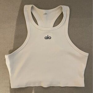 Alo White Aspire Ribbed Tank Top